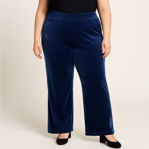 Lands End Womens High Rise Velvet Pants Size 16-18 Pull On Straight Leg Stretch